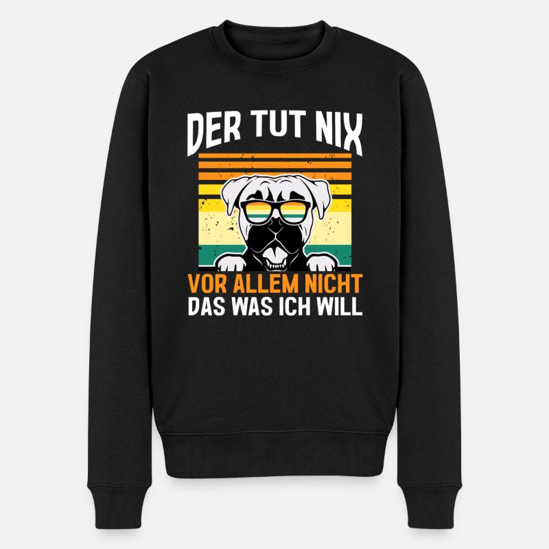 Hund Boxer - Männer Premium Bio Pullover - Schwarz