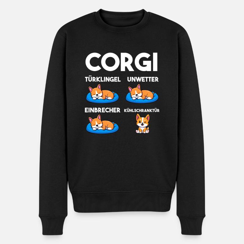 Hund Corgi - Männer Premium Bio Pullover - Schwarz