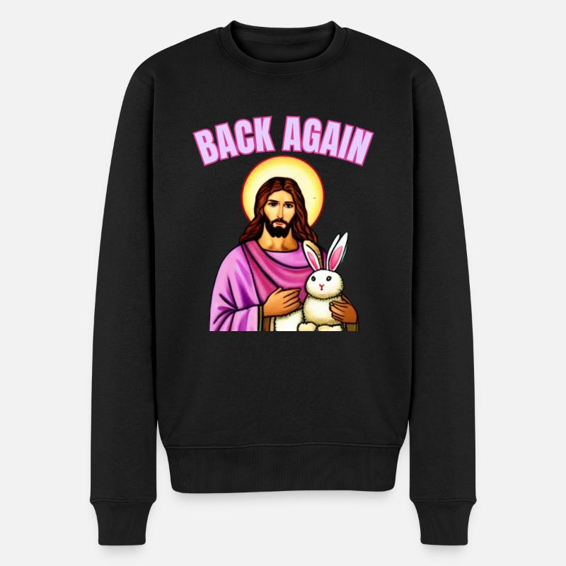 Osterhase mit Osterei und Jesus - Männer Premium Bio Pullover - Schwarz