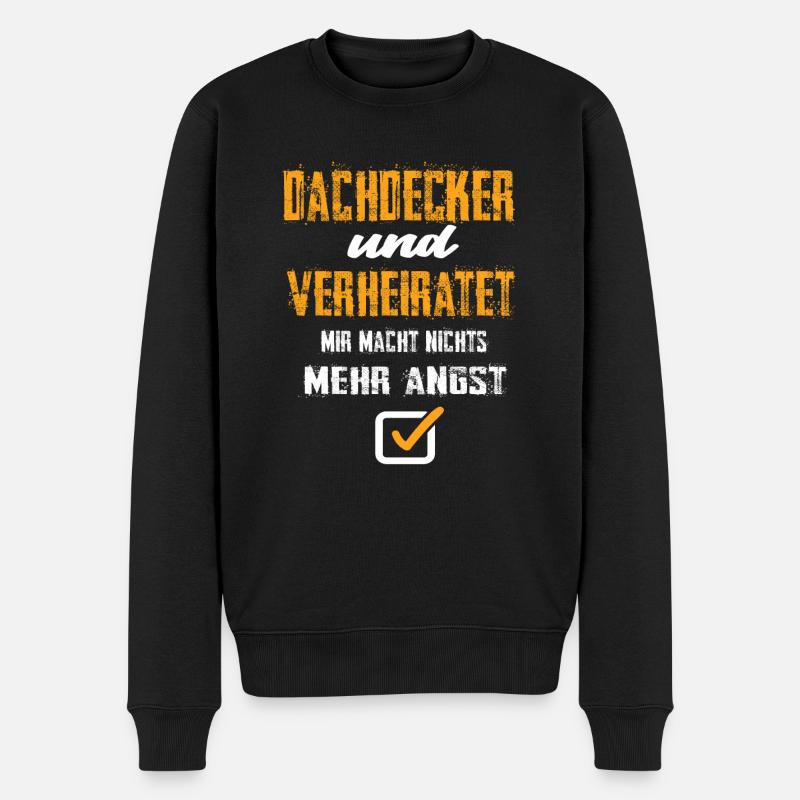 Dachdecker und Verheiratet - Männer Premium Bio Pullover - Schwarz