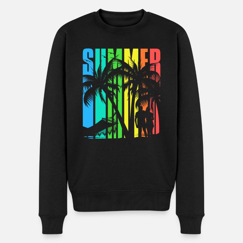 SUMMER Theme colourful Beach - Männer Premium Bio Pullover - Schwarz