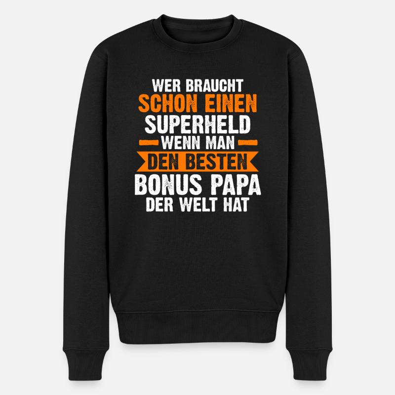 Bonus Papa Familie Stiefvater Geschenk - Männer Premium Bio Pullover - Schwarz