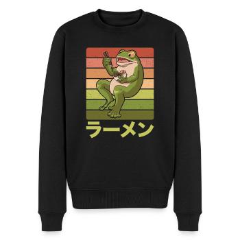 Toad frog eats ramen soup Design for a - Men's Premium Organic Jumper - black - Front - Nico (187cm)