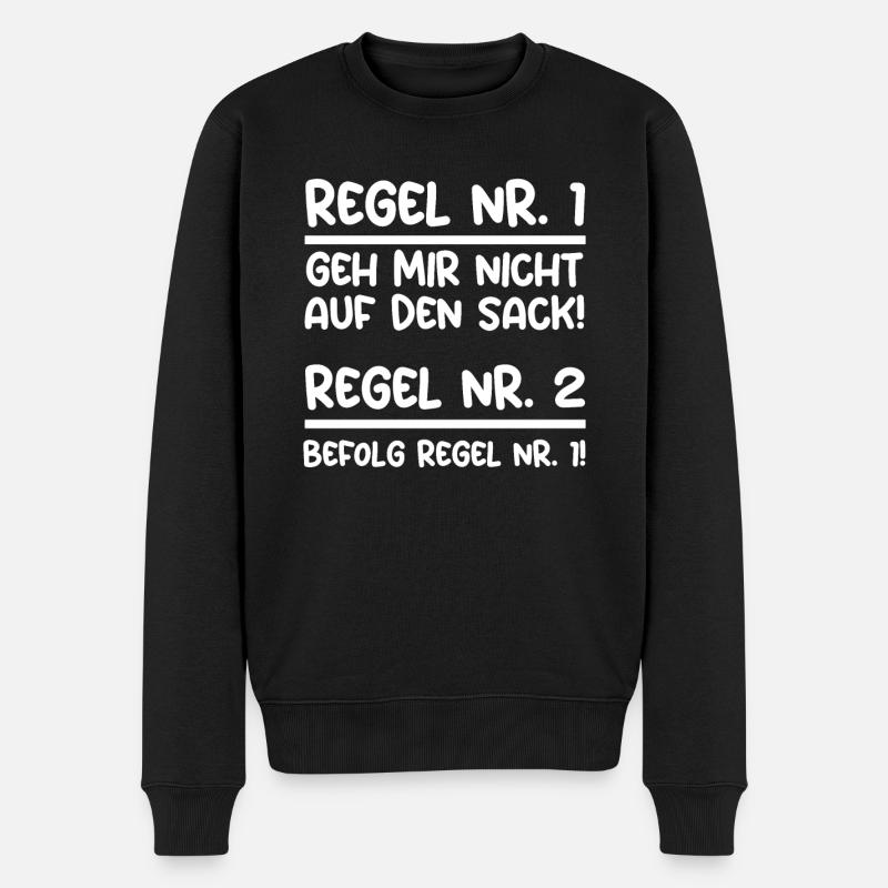 Geh mir nicht auf den Sack lustige Sprüche - Männer Premium Bio Pullover - Schwarz