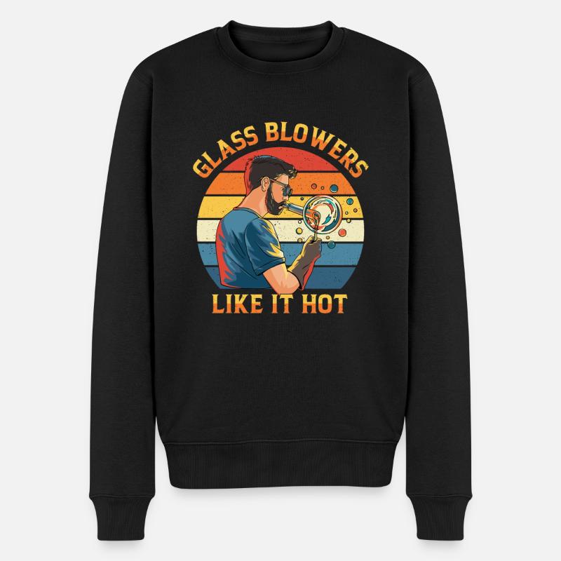 Conception en verre soufflé à la main pour souffleur de verre - Pull Premium bio Homme - noir