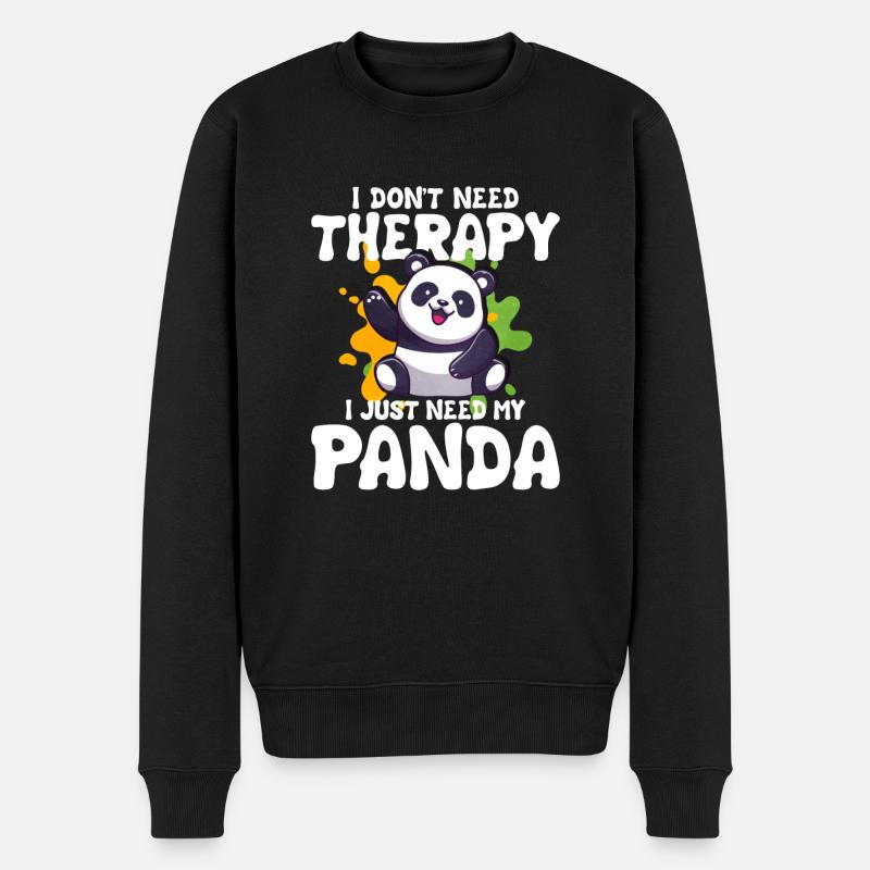 Panda - Männer Premium Bio Pullover - Schwarz