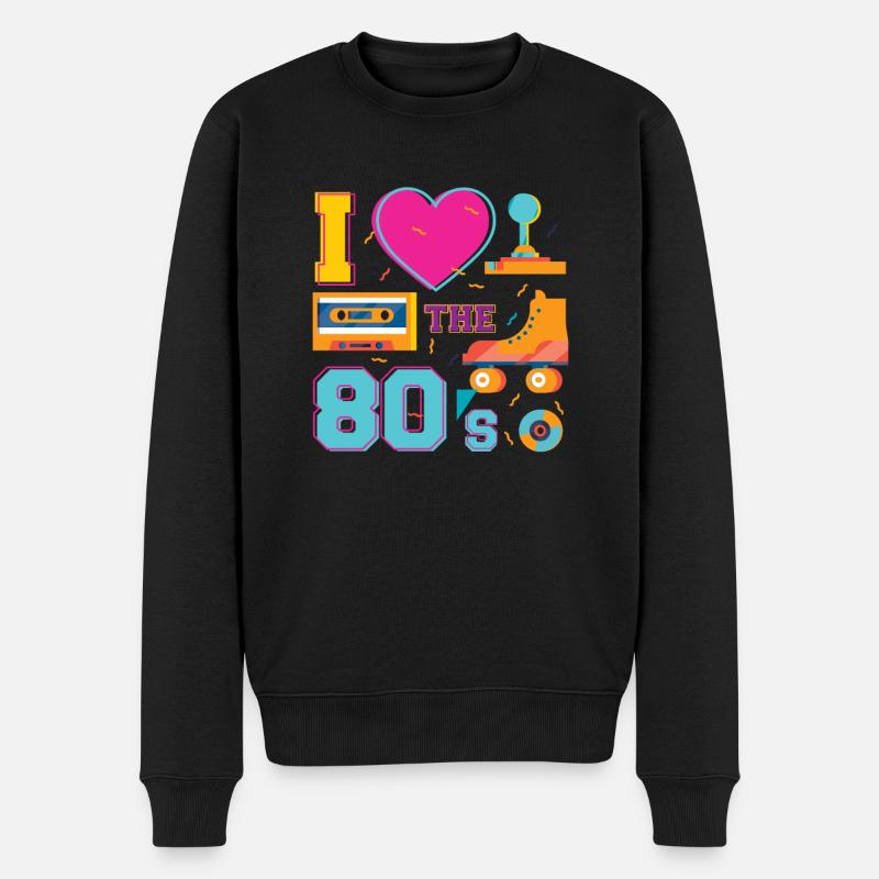 I Love The 80's - Männer Premium Bio Pullover - Schwarz