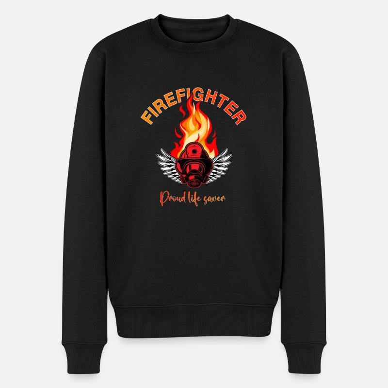 Fireman Firefighter Feuerwehrmann - Männer Premium Bio Pullover - Schwarz