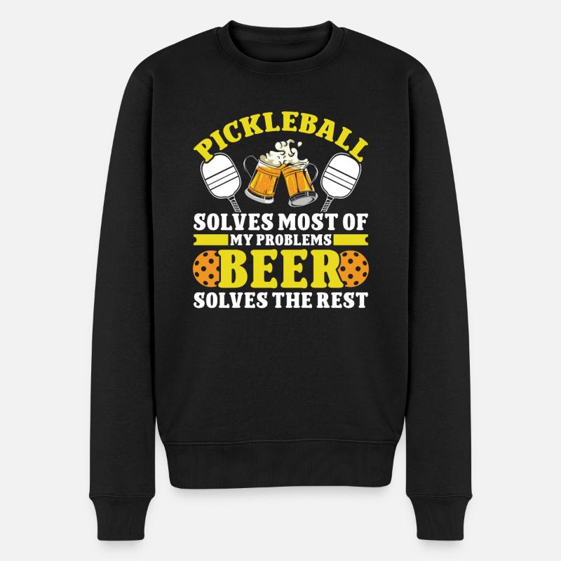 Pickleball and Beer - Männer Premium Bio Pullover - Schwarz