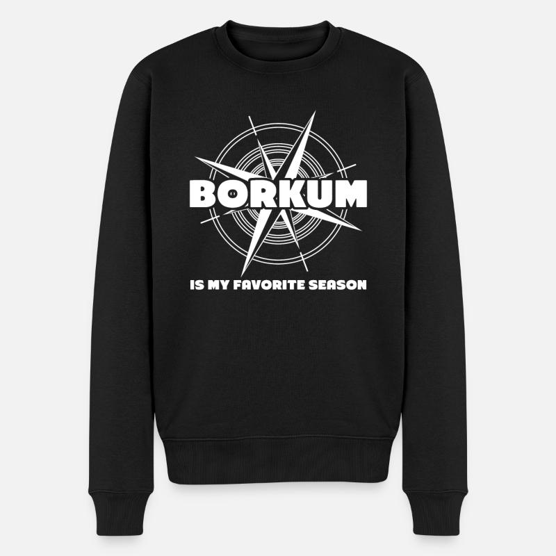 Borkum - Männer Premium Bio Pullover - Schwarz