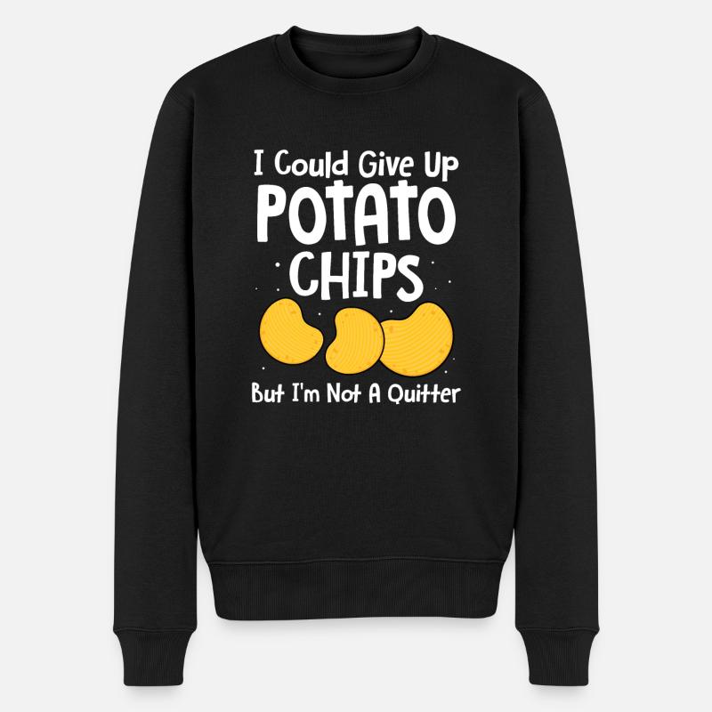 Chips Essen Snacks Süßigkeiten Geschenk - Männer Premium Bio Pullover - Schwarz