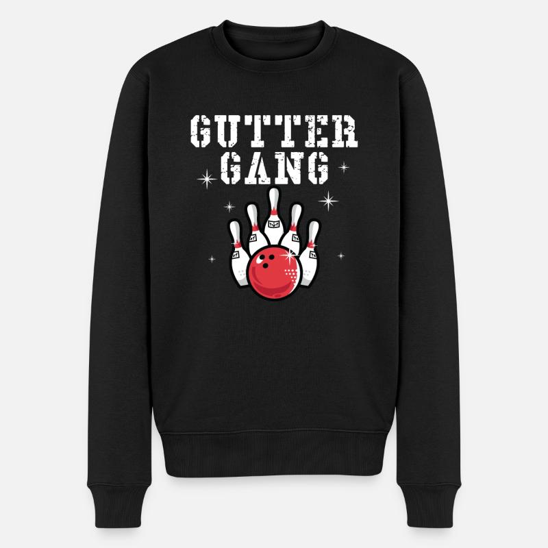 Guttergang Bowling Design - Männer Premium Bio Pullover - Schwarz
