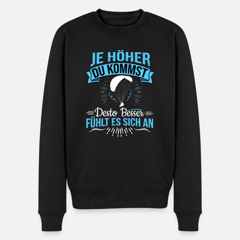 Paragliding Gleitschirm Je höher du kommst - Männer Premium Bio Pullover - Schwarz