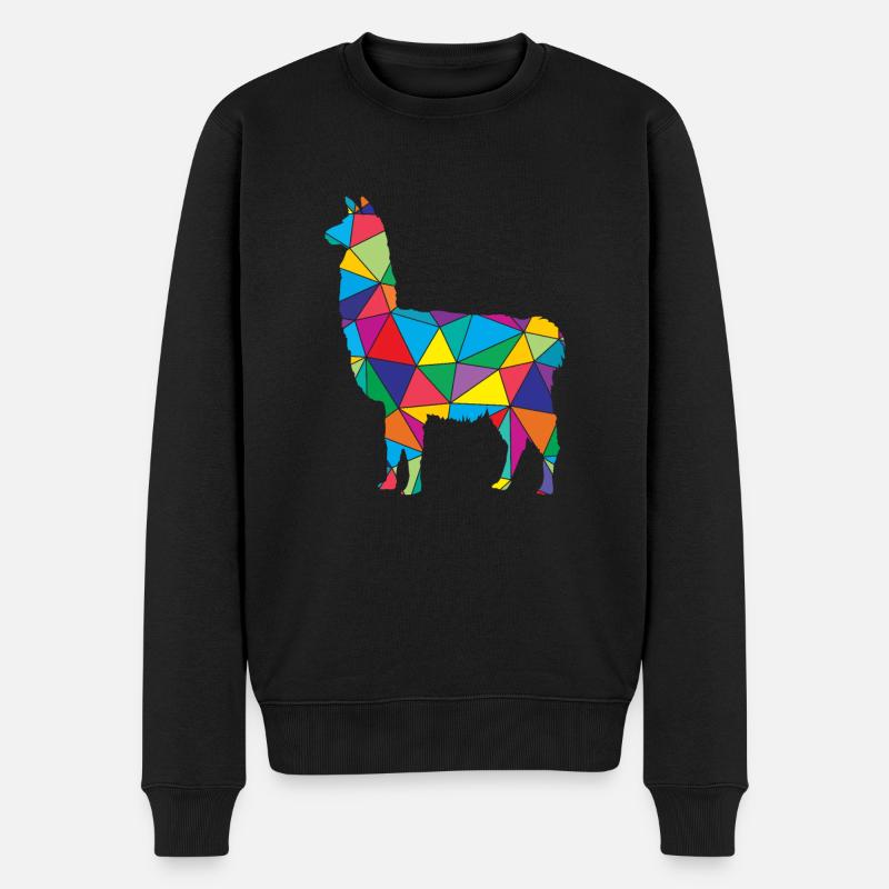 Lama Polygone Low Poly Animal - Pull Premium bio Homme - noir