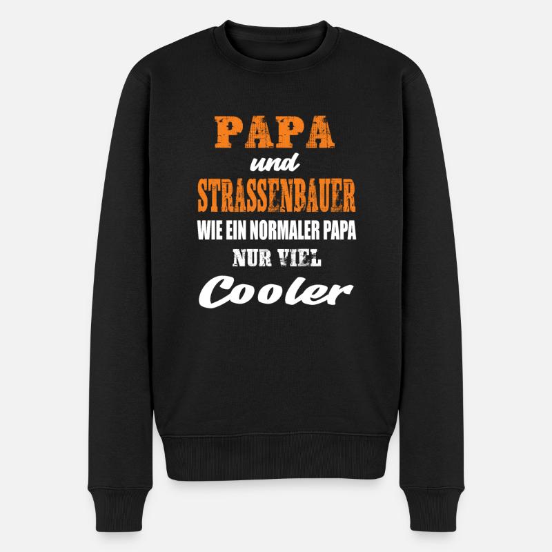 Papa und Strassenbauer - Männer Premium Bio Pullover - Schwarz