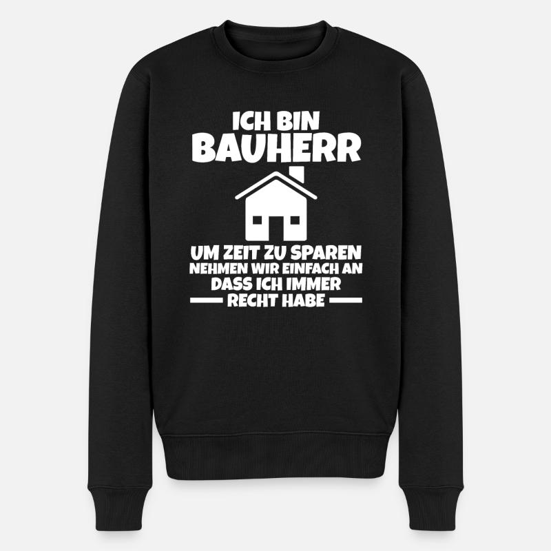 Ich Bin Bauherr - Männer Premium Bio Pullover - Schwarz