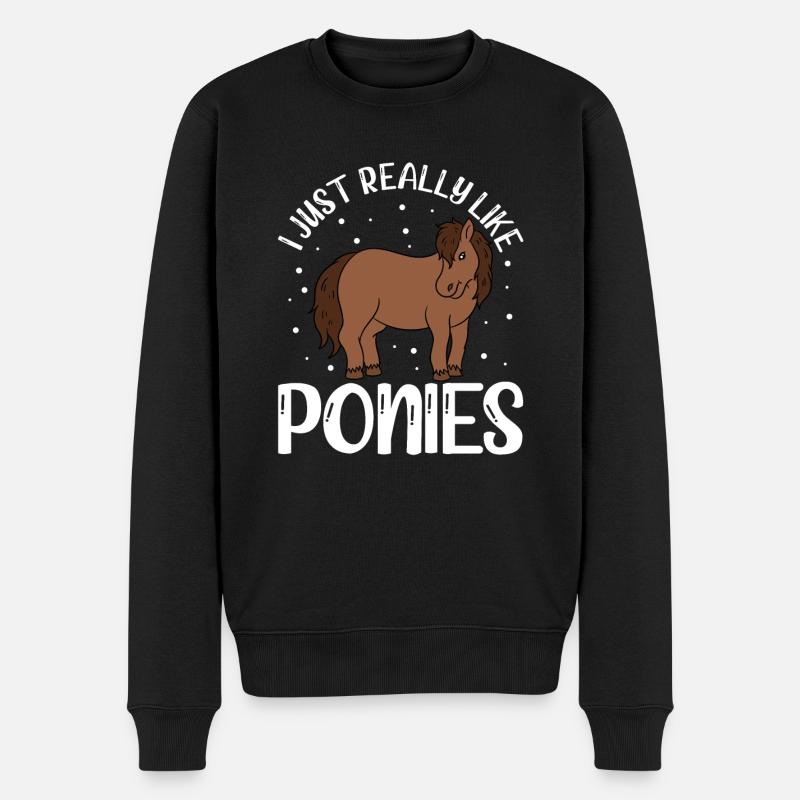 J’aime vraiment les poneys - Pull Premium bio Homme - noir