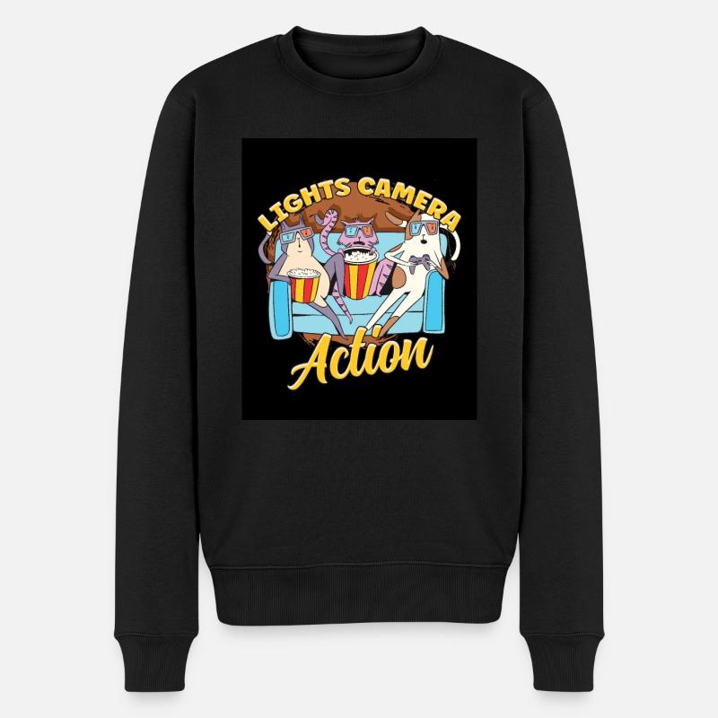 Ligts Camera Action - Männer Premium Bio Pullover - Schwarz