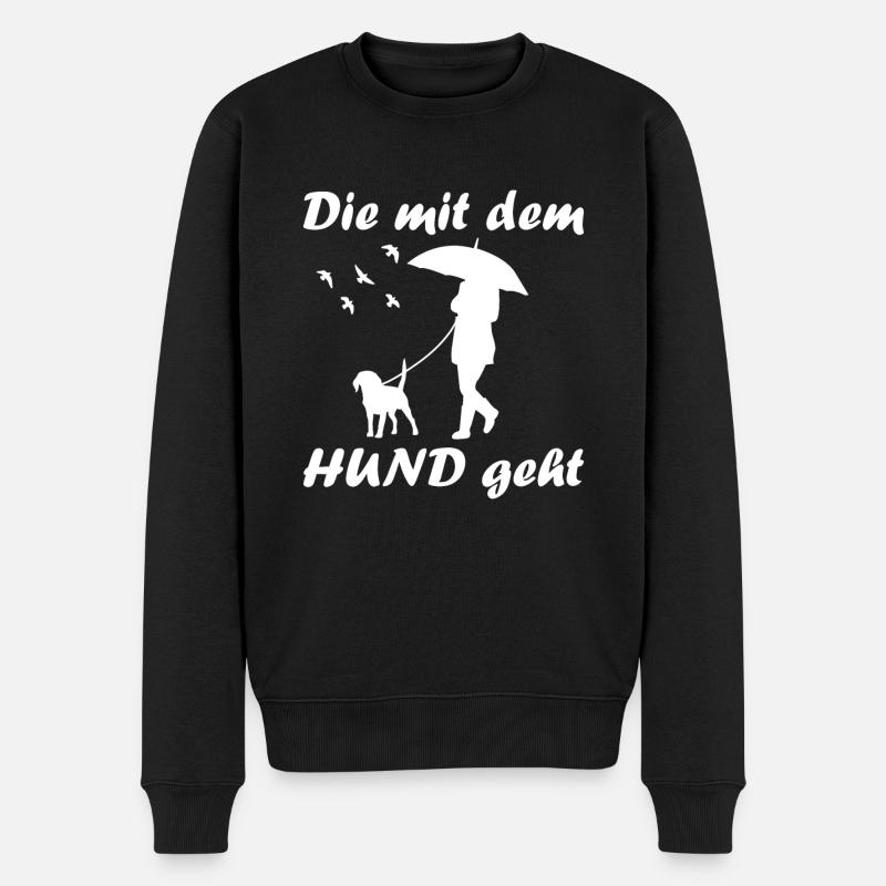 Die mit dem Hund geht im Wald - Männer Premium Bio Pullover - Schwarz