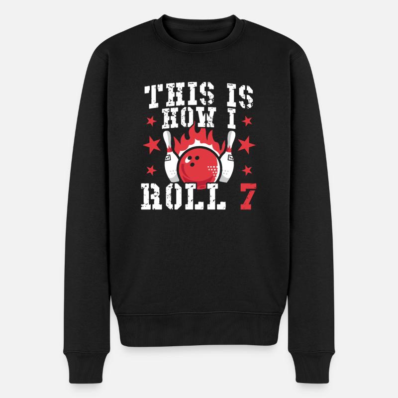 Bowling Design Birthday - Männer Premium Bio Pullover - Schwarz