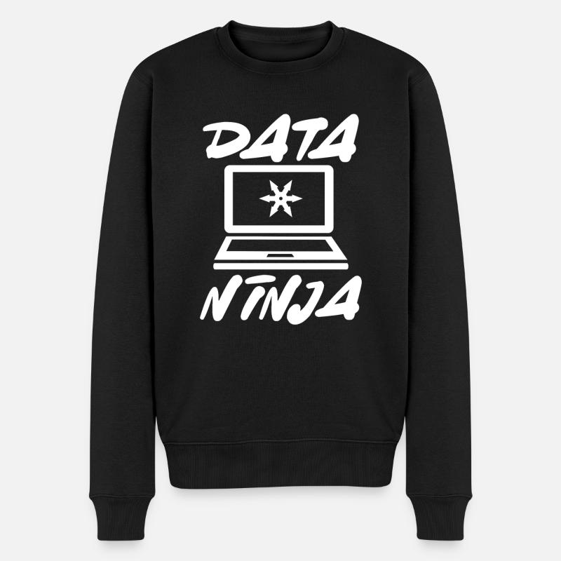 Daten ninja Stern - Männer Premium Bio Pullover - Schwarz