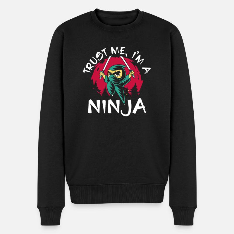 Vertraue Einem Coolen Ninja - Männer Premium Bio Pullover - Schwarz