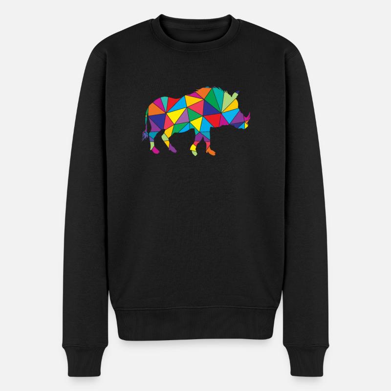 Warzenschwein Polygon Wildschwein - Männer Premium Bio Pullover - Schwarz