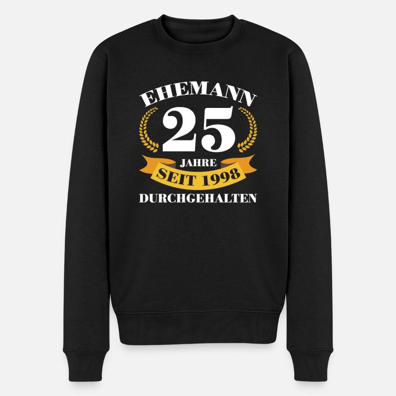25. Hochzeitstag Ehemann Silberhochzeit Geschenk - Männer Premium Bio Pullover - Schwarz