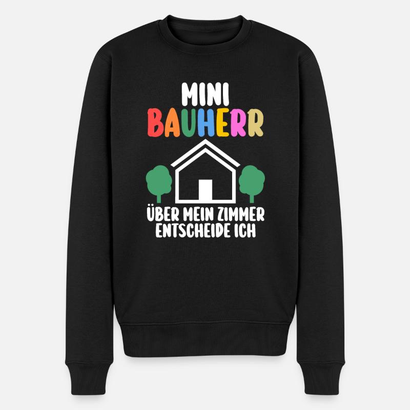 Dinosaurier Bagger Bauherr - Männer Premium Bio Pullover - Schwarz
