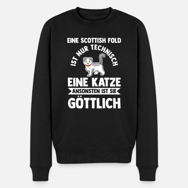 Scottish Fold Katze - Männer Premium Bio Pullover - Schwarz