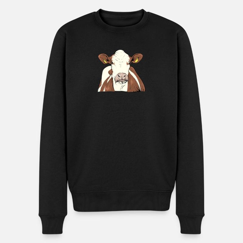 Fleckvieh I - Männer Premium Bio Pullover - Schwarz