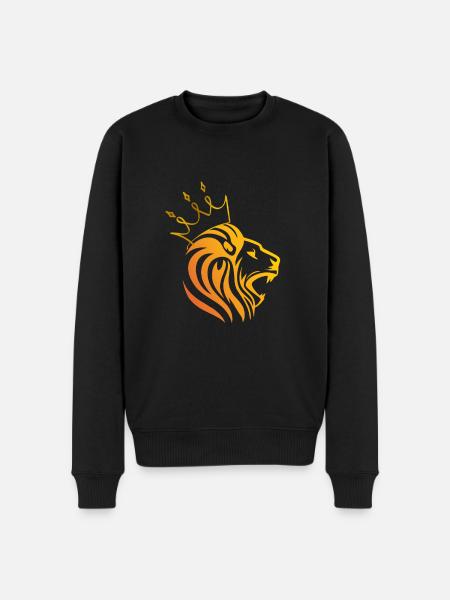 Golden Lion with Crown Alpha Animal King Stark Cool - Men's Premium Organic Jumper - black