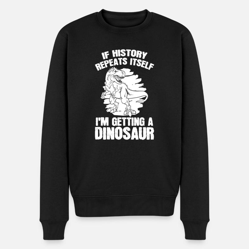 Dinosaurier T Rex - Männer Premium Bio Pullover - Schwarz