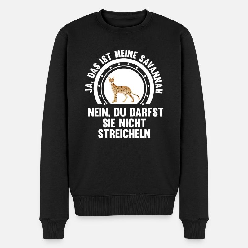 Savannah Katze - Männer Premium Bio Pullover - Schwarz