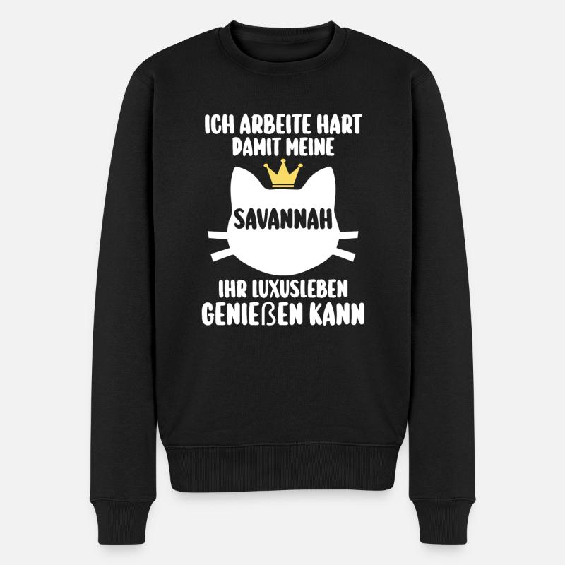 Savannah Katze - Männer Premium Bio Pullover - Schwarz