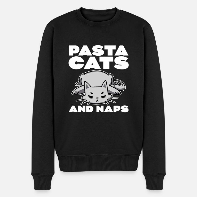 Pasta Cats And Naps 4 - Männer Premium Bio Pullover - Schwarz