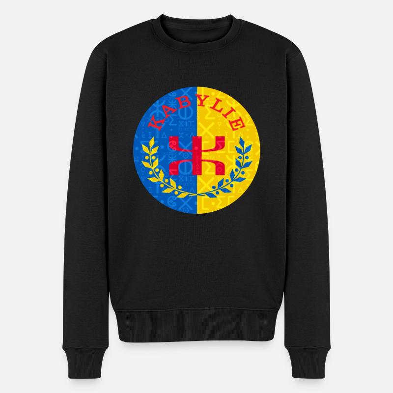 Kabylei-Flagge - Tifinagh-Schrift - Männer Premium Bio Pullover - Schwarz