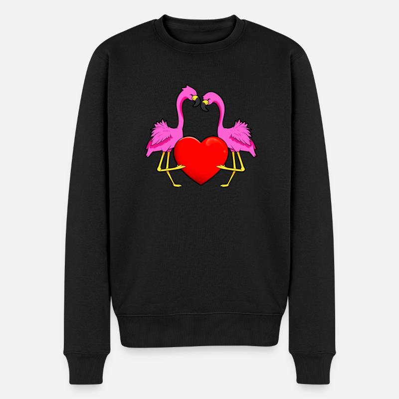 Flamingo Love - Männer Premium Bio Pullover - Schwarz
