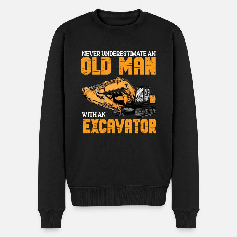 Lustiger Bagger Spruch für Baggerfahrer - Männer Premium Bio Pullover - Schwarz