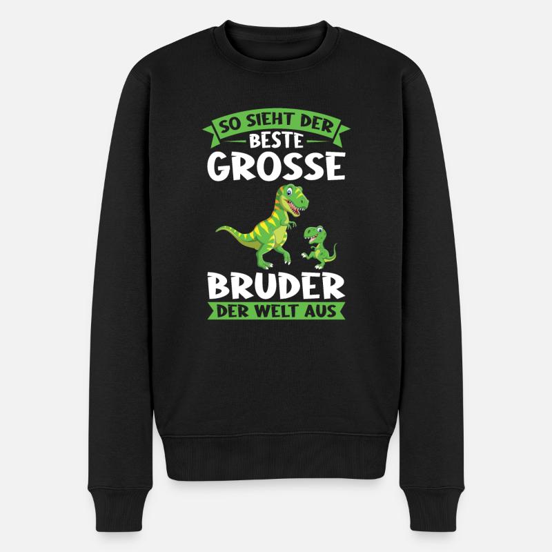 Großer Bruder Dinosaurier Grosser Bruder Geschenk - Männer Premium Bio Pullover - Schwarz