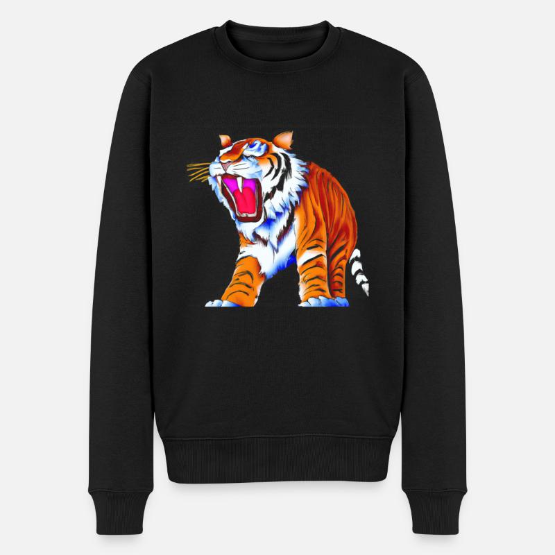 Säbelzahntiger Smilodon - Männer Premium Bio Pullover - Schwarz