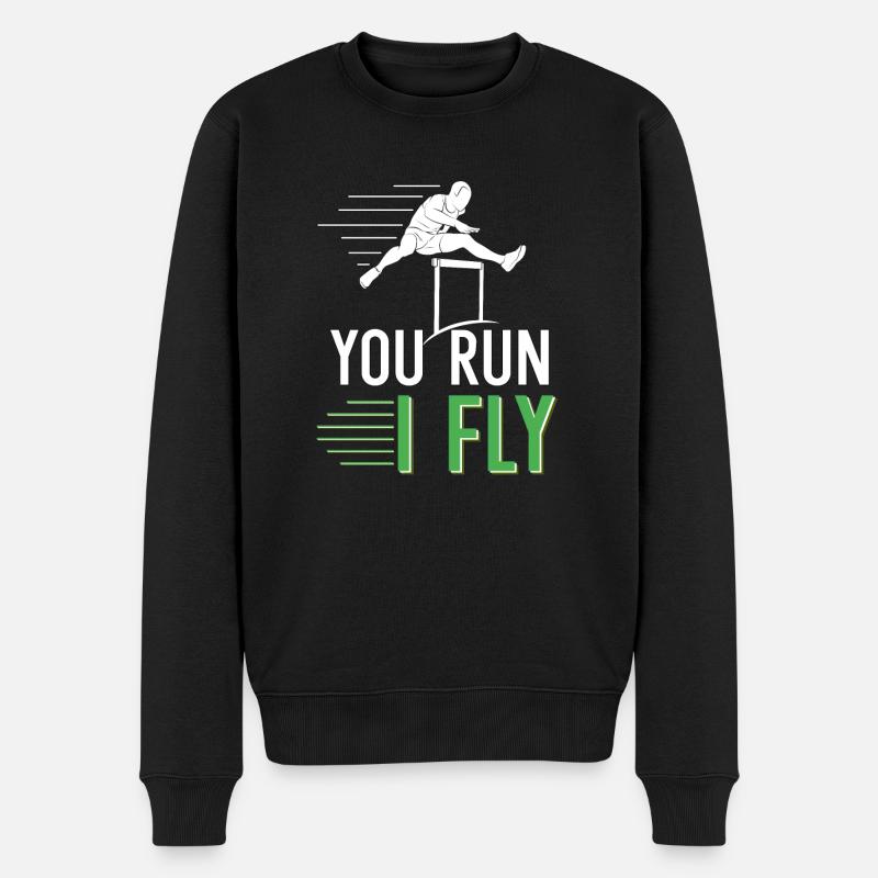 Du rennst, ich fliege - Männer Premium Bio Pullover - Schwarz