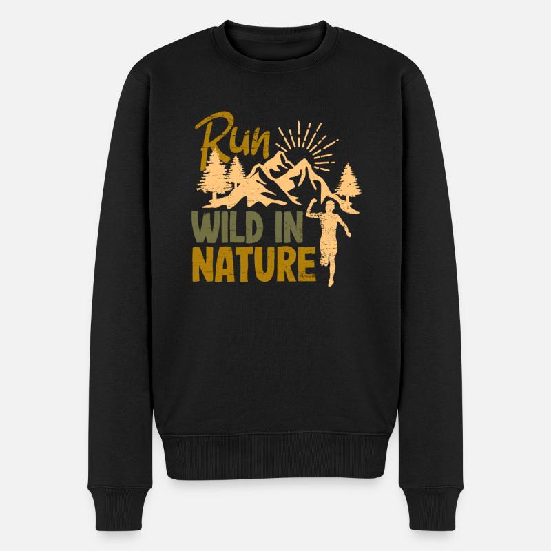 Run in nature - Männer Premium Bio Pullover - Schwarz