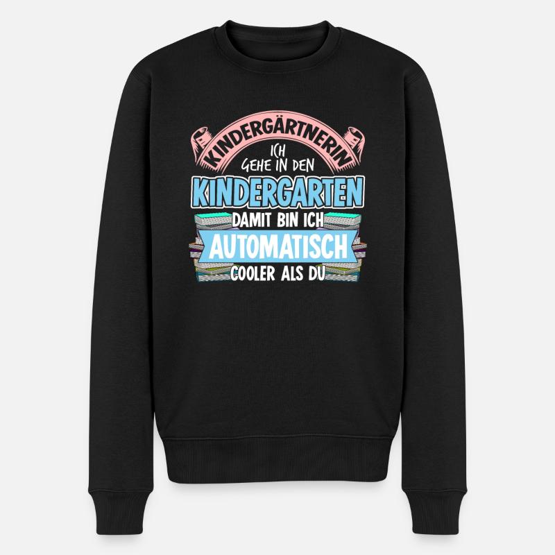 Kindergarten Kita Kindergärtnerin - Männer Premium Bio Pullover - Schwarz