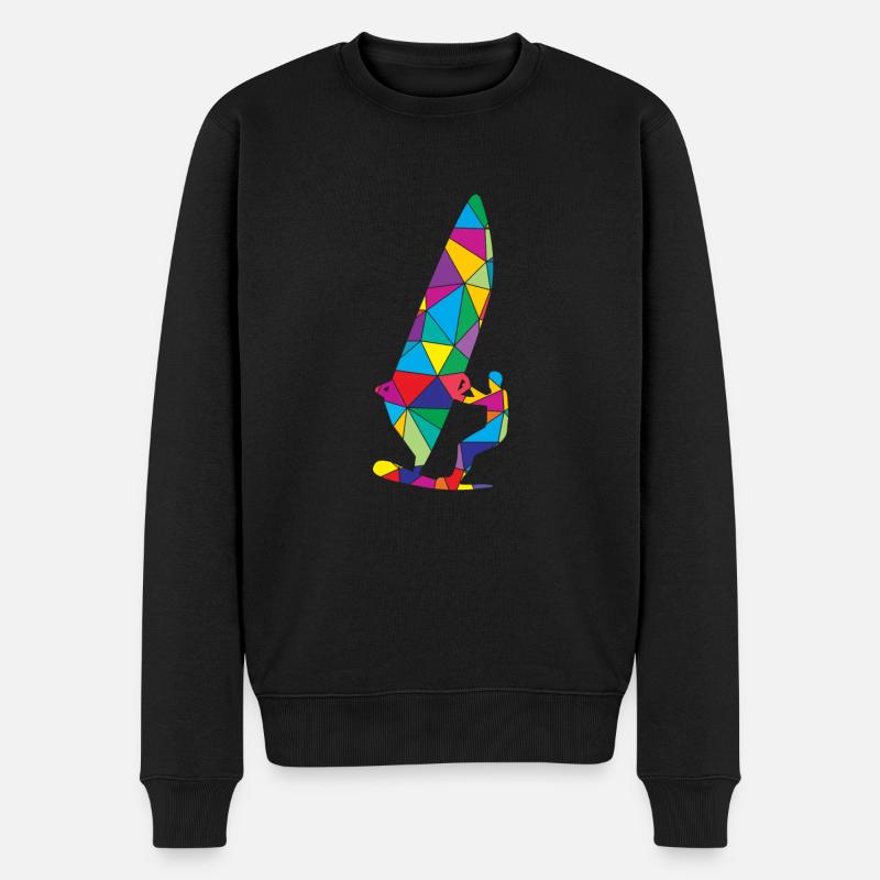 Windsurfer Polygon Funny Kiter - Pull Premium bio Homme - noir