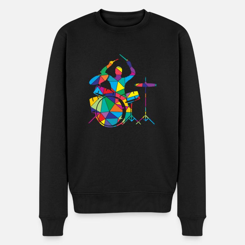 Schlagzeug Polygon Trommler - Männer Premium Bio Pullover - Schwarz