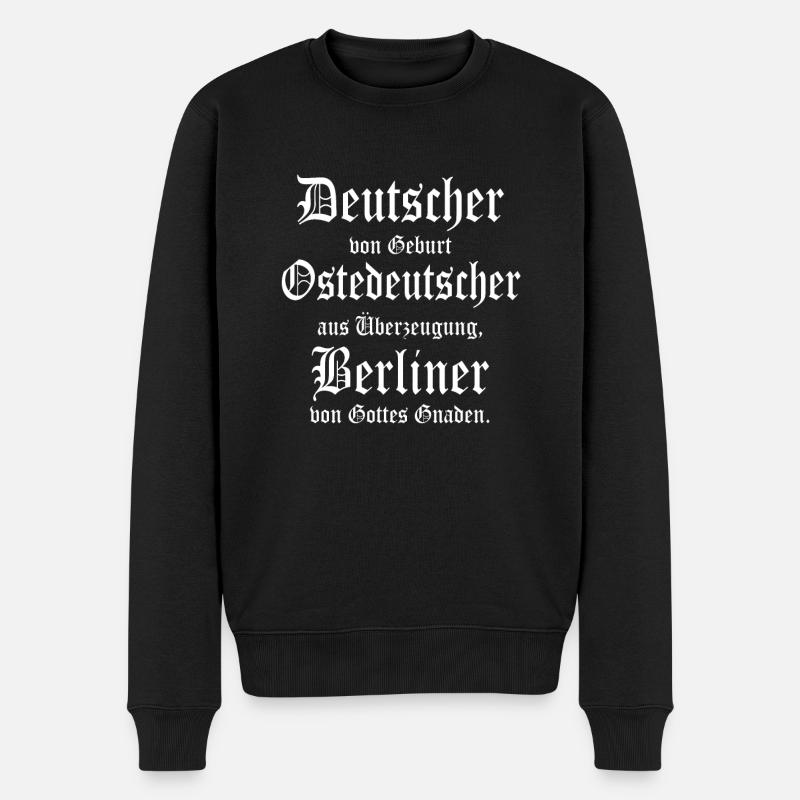 Cooler Ostdeutschland Berliner Spruch - Männer Premium Bio Pullover - Schwarz