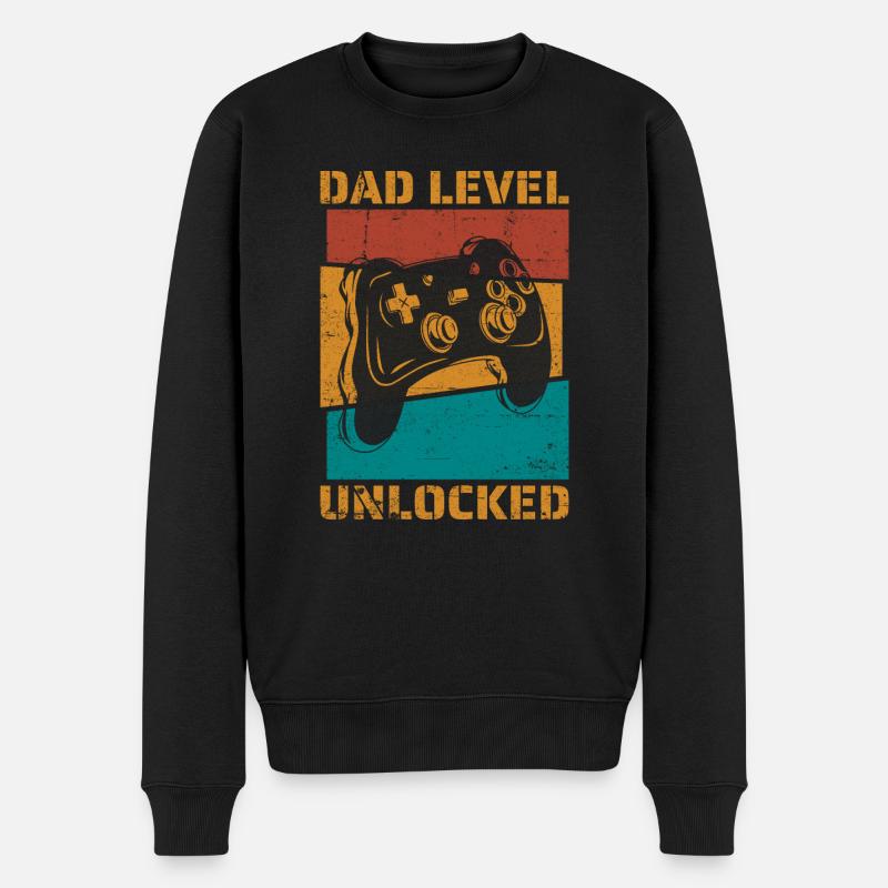 Dad Level freigeschalteter Spieler neuer Vater - Männer Premium Bio Pullover - Schwarz