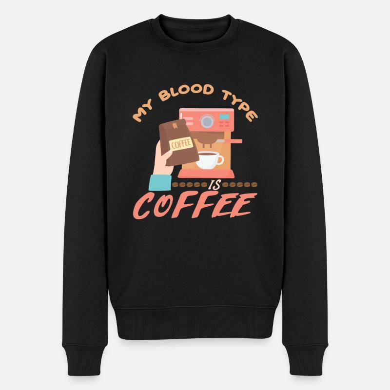 Meine Blutgruppe ist Kaffee - Männer Premium Bio Pullover - Schwarz
