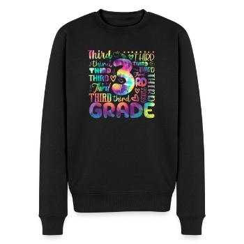 Tie Dye 3. Klasse Typografie Team Dritte Klasse - Männer Premium Bio Pullover - Schwarz - Vorne - Nico (187cm)